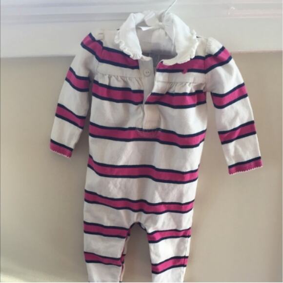 Ralph Lauren Pink Striped One Piece Outfit 6 Months - Picture 1 of 5